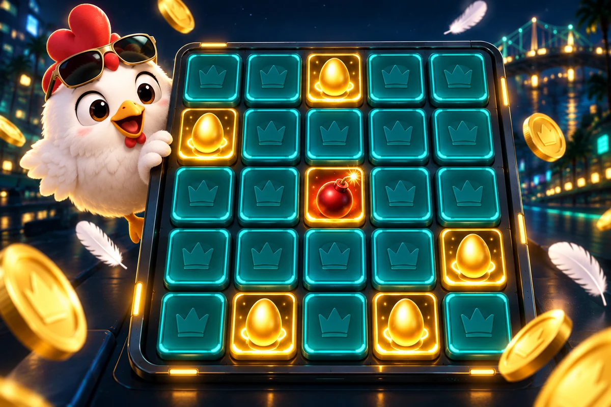 Le chicken de type démineur : une grille de cases à révéler